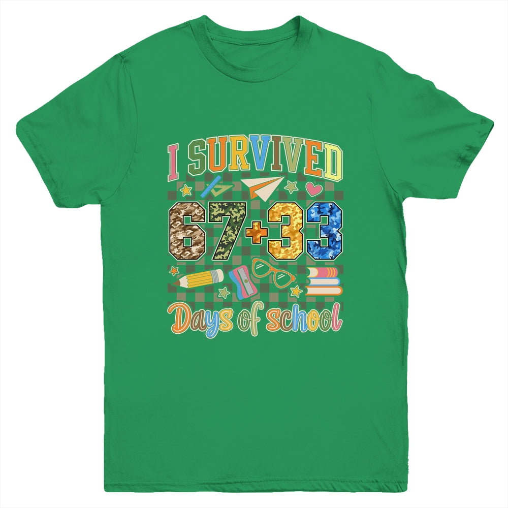 I Survived 100 Days Of School Funny Camo 67 Days Of School Youth Shirt | teecentury