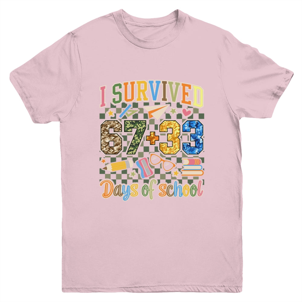 I Survived 100 Days Of School Funny Camo 67 Days Of School Youth Shirt | teecentury