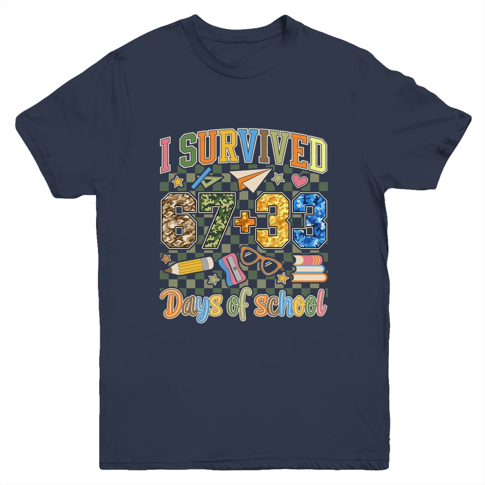 I Survived 100 Days Of School Funny Camo 67 Days Of School Youth Shirt | teecentury