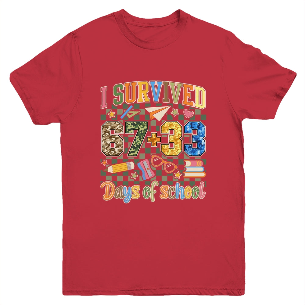 I Survived 100 Days Of School Funny Camo 67 Days Of School Youth Shirt | teecentury