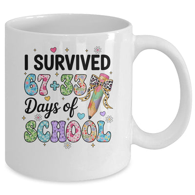 I Survived 67+33 Day Of School Teacher 100 Days Of School Mug | teecentury