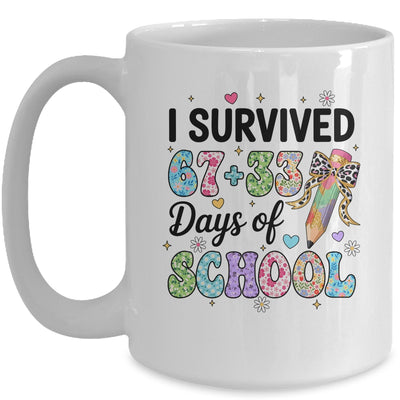 I Survived 67+33 Day Of School Teacher 100 Days Of School Mug | teecentury