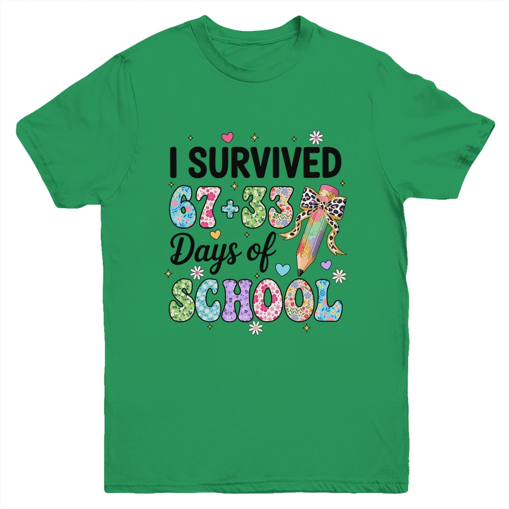 I Survived 67+33 Day Of School Teacher 100 Days Of School Youth Shirt | teecentury