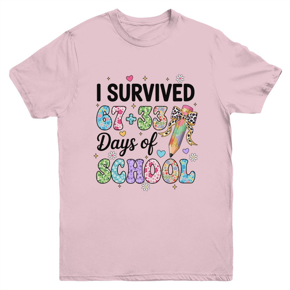 I Survived 67+33 Day Of School Teacher 100 Days Of School Youth Shirt | teecentury