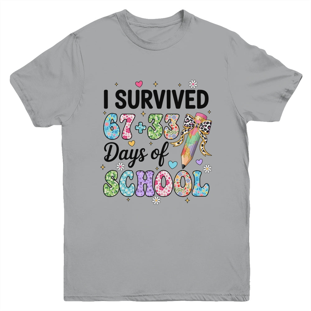 I Survived 67+33 Day Of School Teacher 100 Days Of School Youth Shirt | teecentury