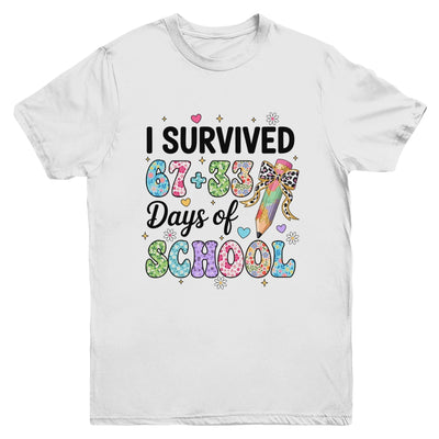 I Survived 67+33 Day Of School Teacher 100 Days Of School Youth Shirt | teecentury