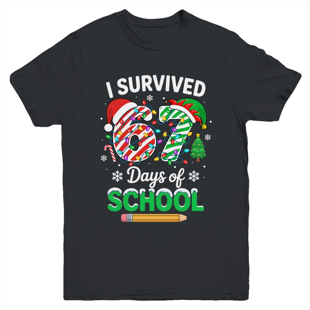 I Survived 67 Days Of School Christmas Teachers Students Youth Shirt | teecentury