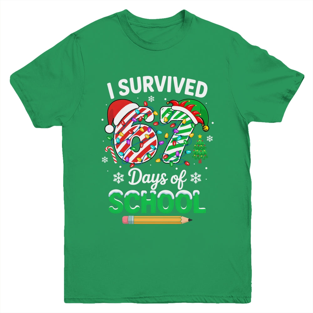 I Survived 67 Days Of School Christmas Teachers Students Youth Shirt | teecentury