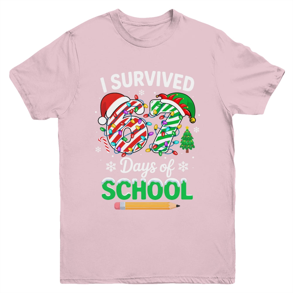 I Survived 67 Days Of School Christmas Teachers Students Youth Shirt | teecentury