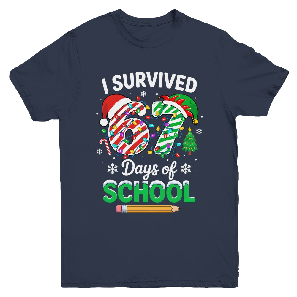 I Survived 67 Days Of School Christmas Teachers Students Youth Shirt | teecentury