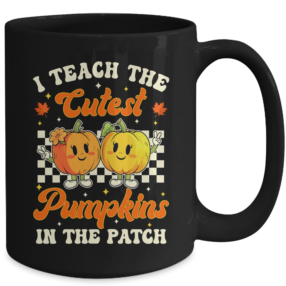 I Teach The Cutest Pumpkins In The Patch Teacher Fall Groovy Mug | teecentury