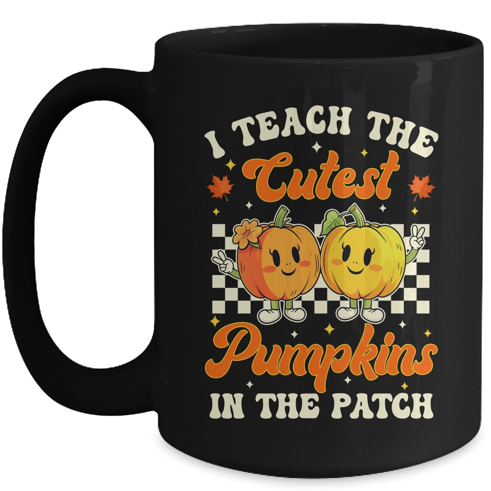 I Teach The Cutest Pumpkins In The Patch Teacher Fall Groovy Mug | teecentury