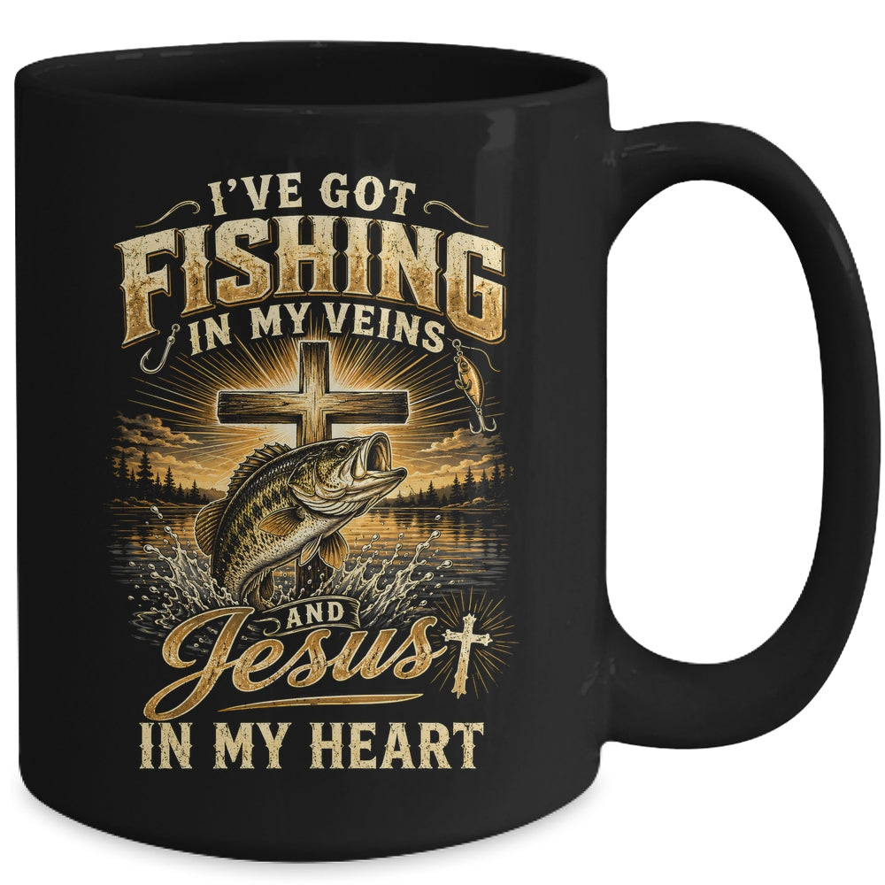 I'Ve Got Fishing In My Veins Jesus In My Heart Christian Men Mug | teecentury