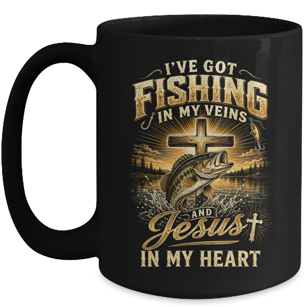 I'Ve Got Fishing In My Veins Jesus In My Heart Christian Men Mug | teecentury