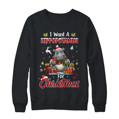 I Want A Hippopotamus For Christmas Hippo Candy Santa Shirt & Sweatshirt | teecentury