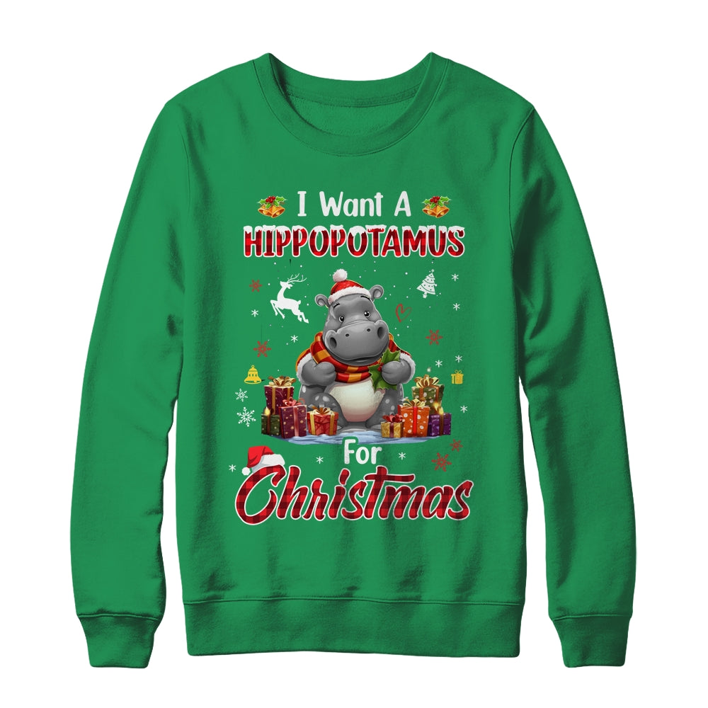 I Want A Hippopotamus For Christmas Hippo Candy Santa Shirt & Sweatshirt | teecentury