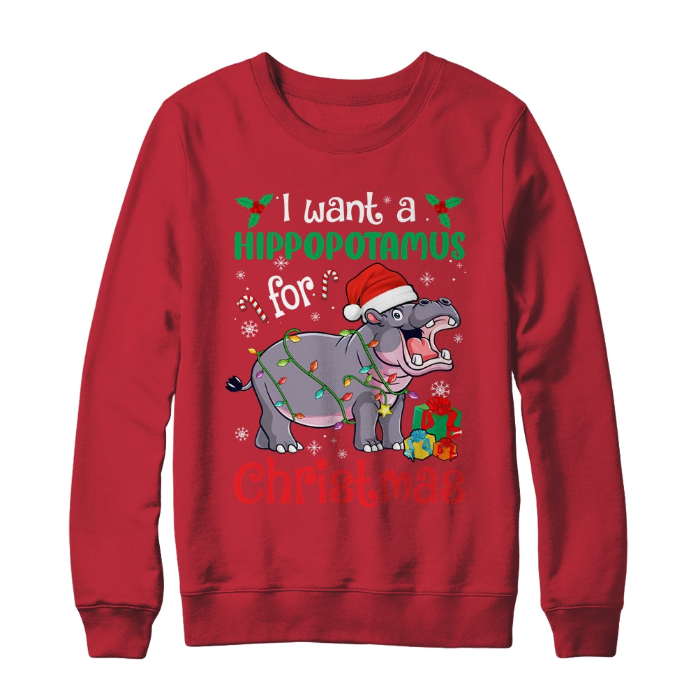 I Want A Hippopotamus For Christmas Xmas Hippo Kid Women Shirt Sweatshirt Teecentury
