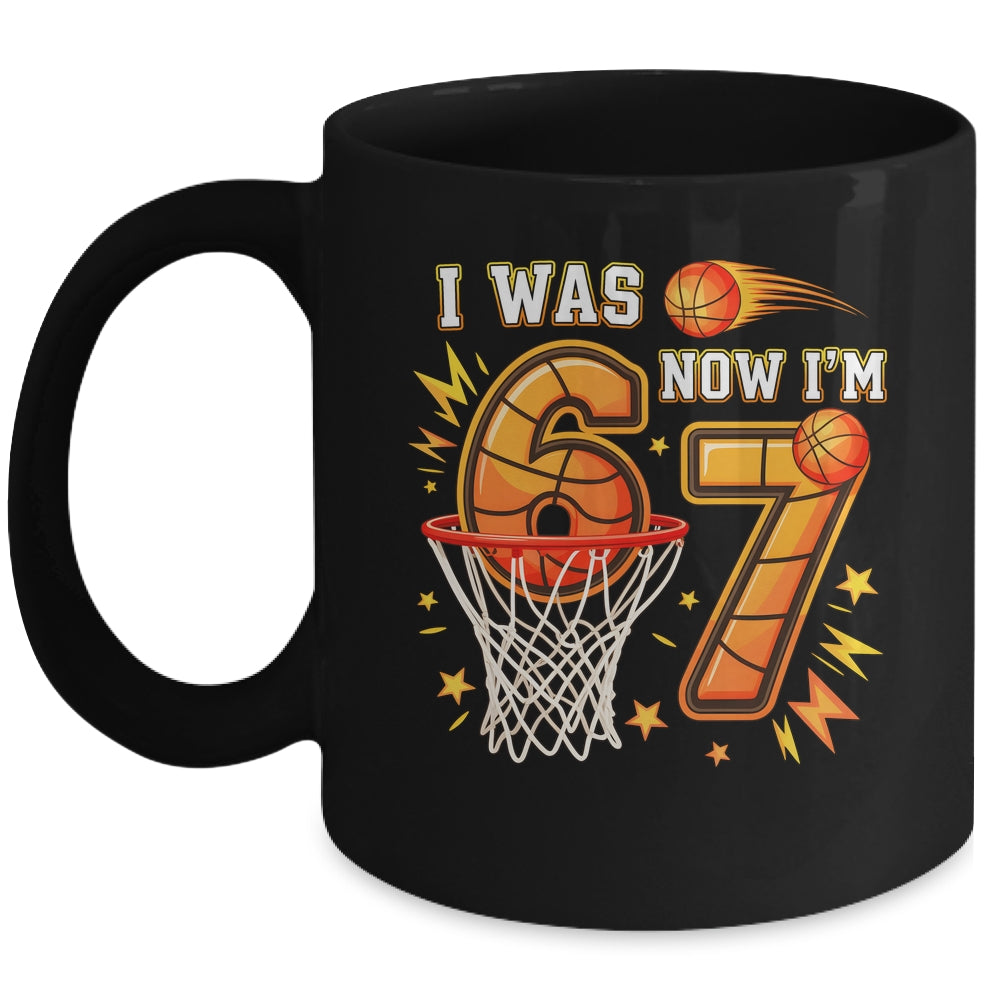 I Was 6 Now I'm 7 Birthday Boy Basketball Funny 6 7 Meme Kid Mug | teecentury