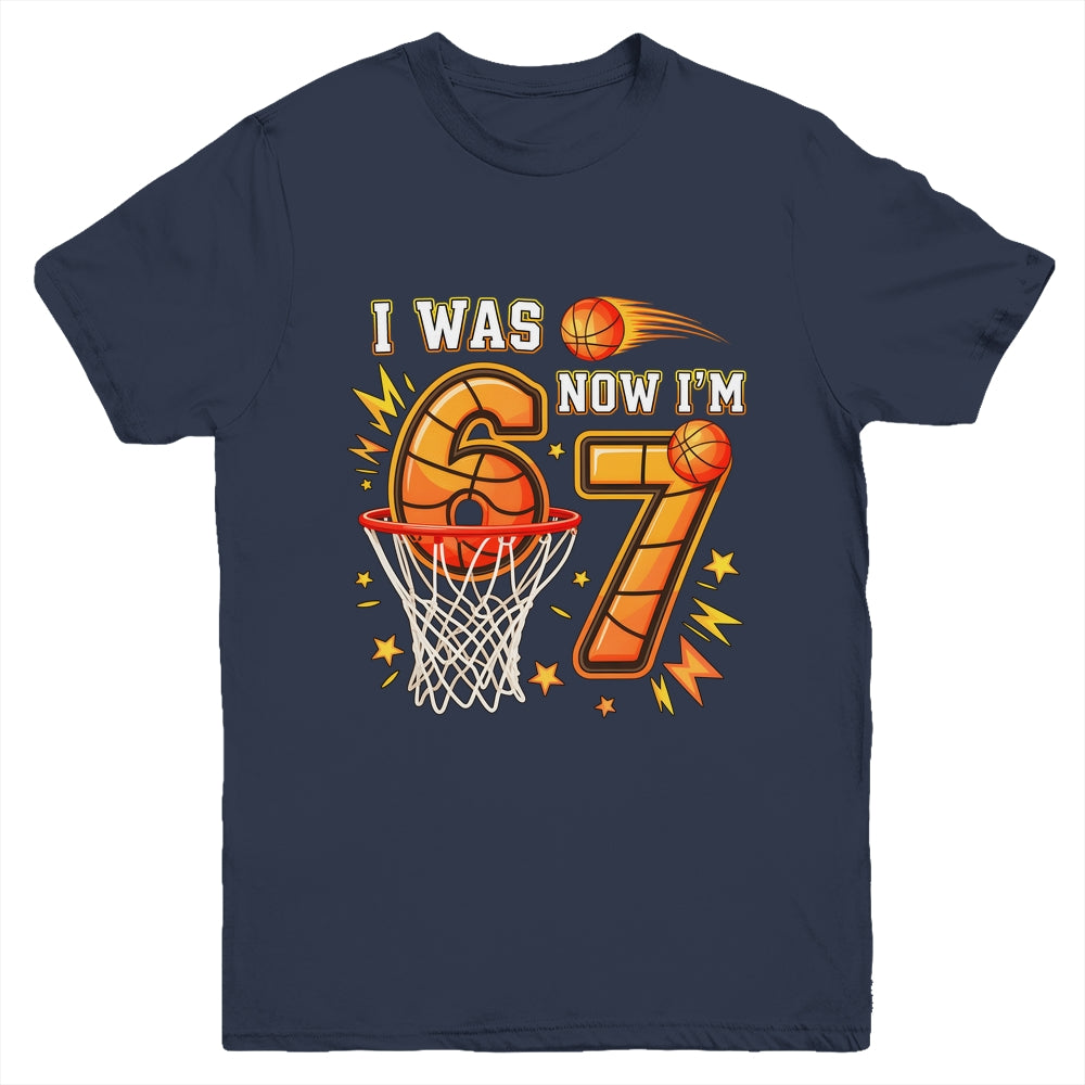 I Was 6 Now I'm 7 Birthday Boy Basketball Funny 6 7 Meme Kid Youth Shirt | teecentury