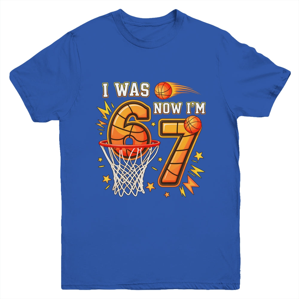I Was 6 Now I'm 7 Birthday Boy Basketball Funny 6 7 Meme Kid Youth Shirt | teecentury