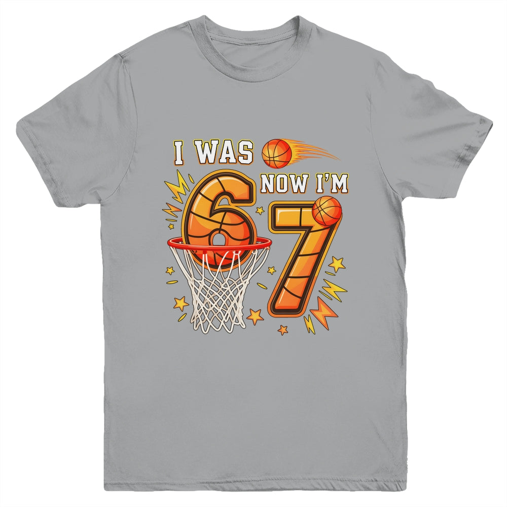 I Was 6 Now I'm 7 Birthday Boy Basketball Funny 6 7 Meme Kid Youth Shirt | teecentury