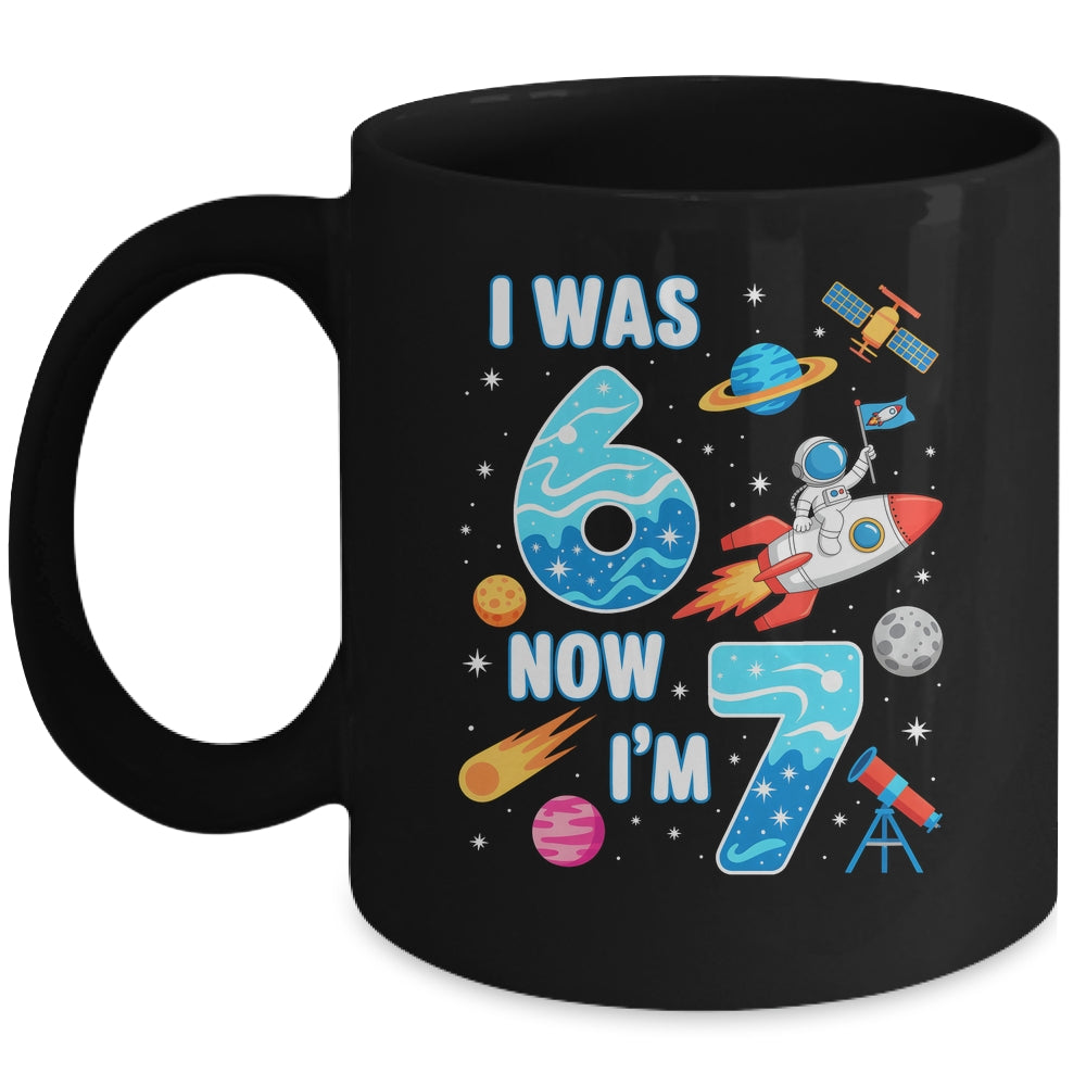 I Was 6 Now I’m 7 Funny 67 Meme 7th Birthday Astronaut Boy Mug | teecentury