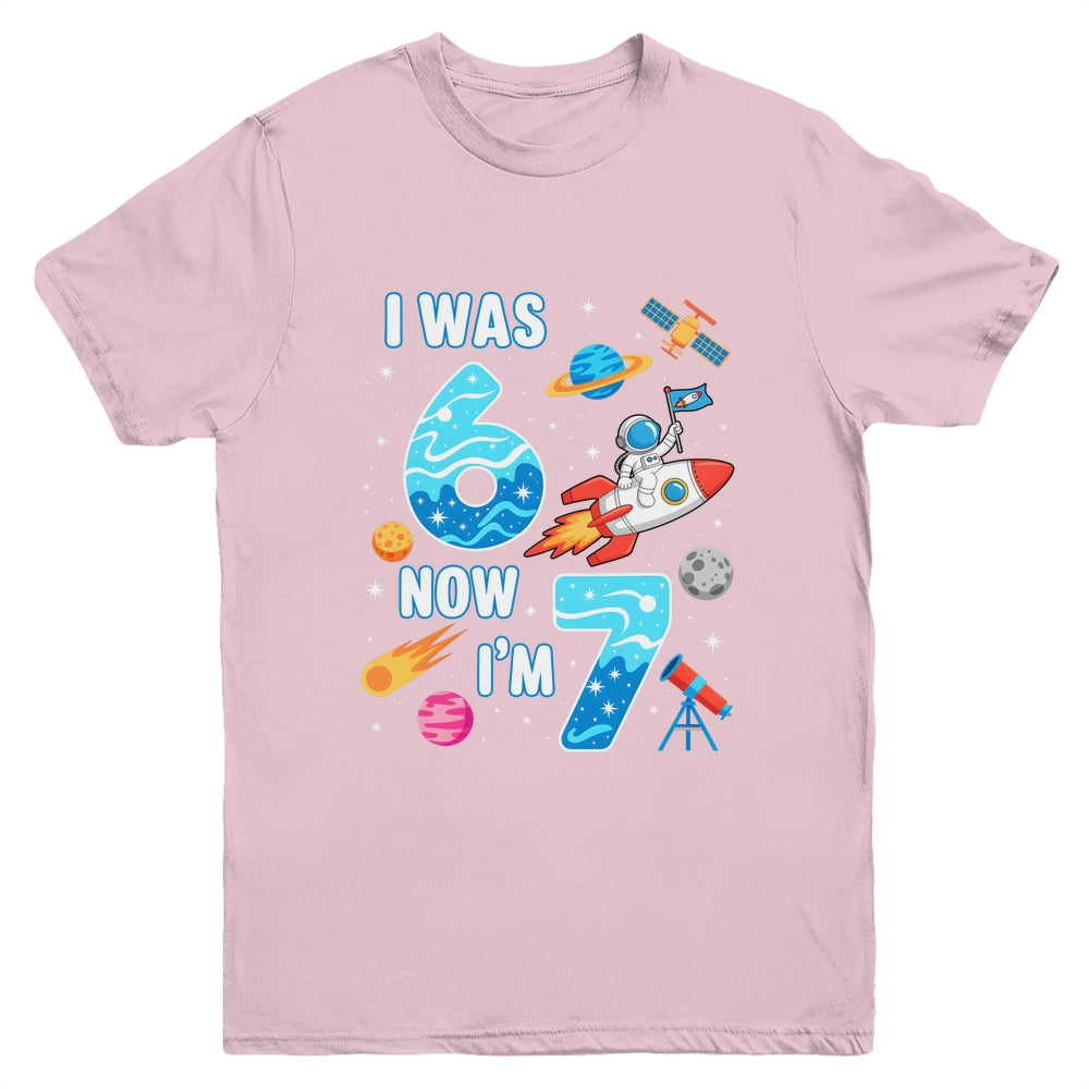 I Was 6 Now I’m 7 Funny 67 Meme 7th Birthday Astronaut Boy Youth Shirt | teecentury
