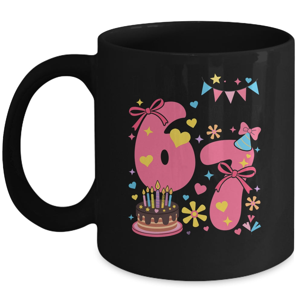 I Was 6 Now I'm 7 Year Old Birthday 7th Kids Coquette Bow Mug | teecentury
