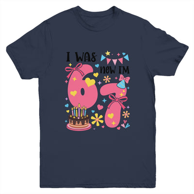 I Was 6 Now I'm 7 Year Old Birthday 7th Kids Coquette Bow Youth Shirt | teecentury