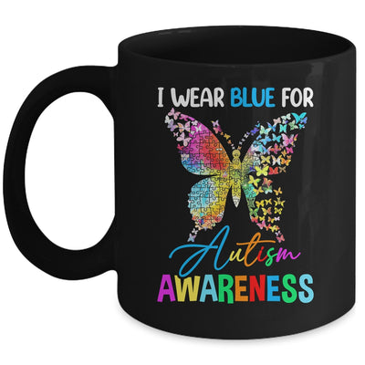 I Wear Blue For Autism Awareness Month Butterfly Women Kids Mug | teecentury
