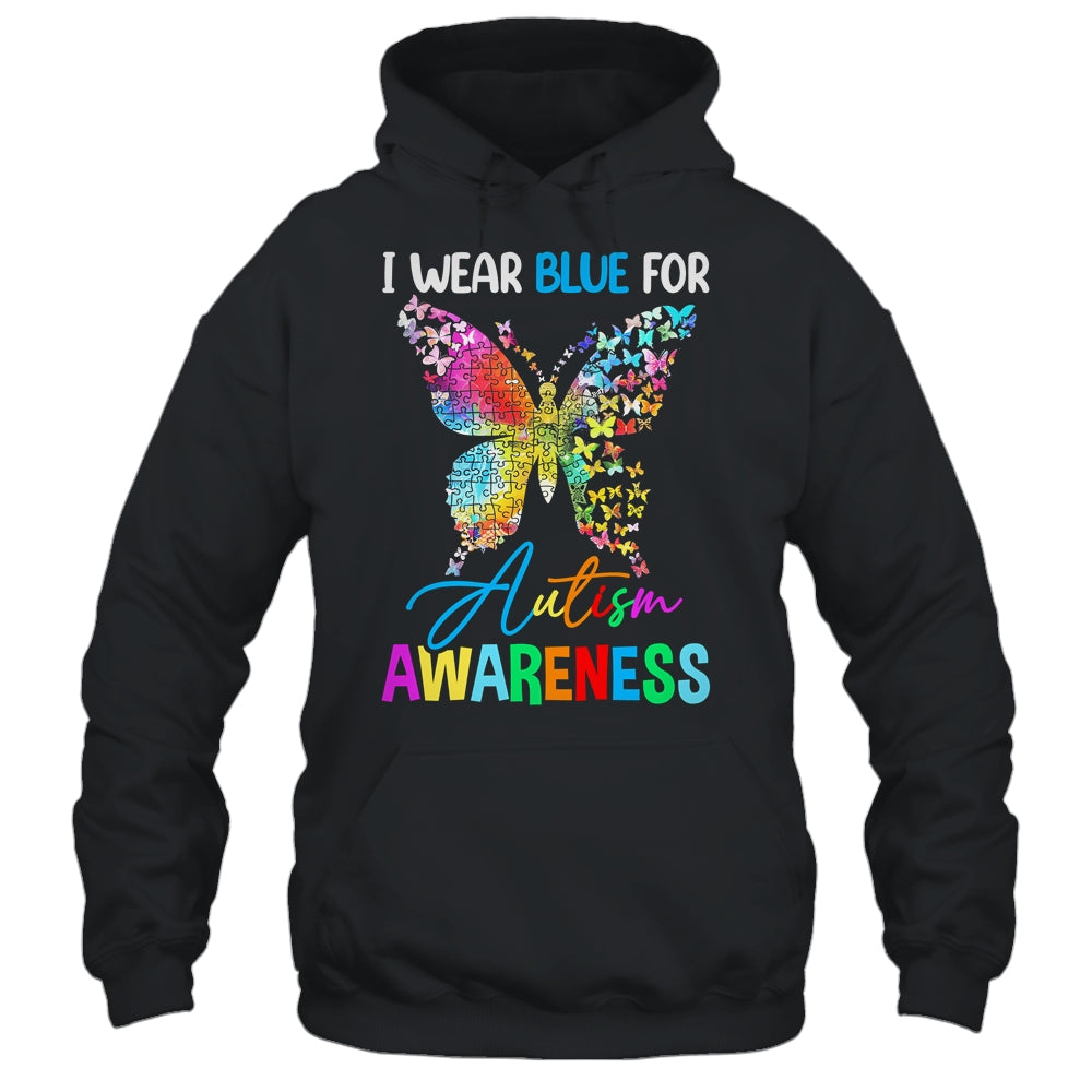 I Wear Blue For Autism Awareness Month Butterfly Women Kids Shirt & Tank Top | teecentury