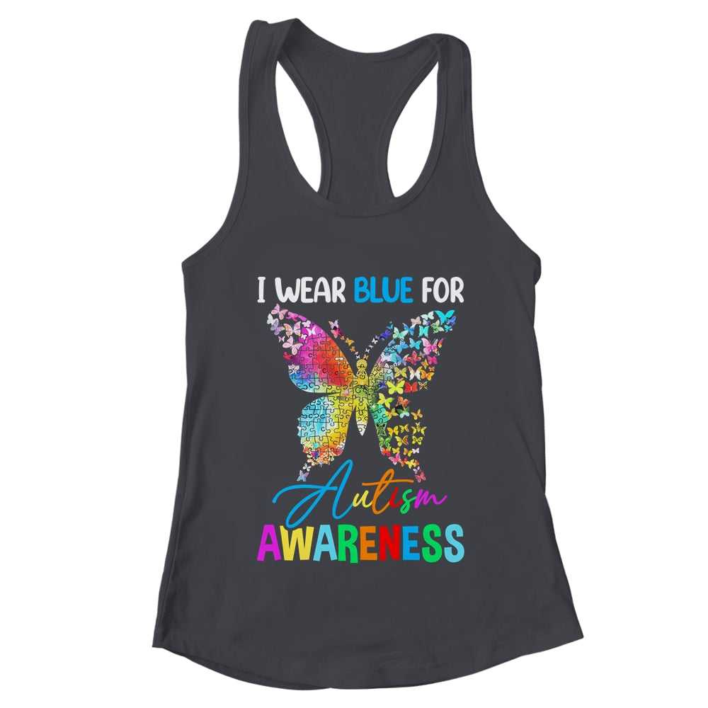 I Wear Blue For Autism Awareness Month Butterfly Women Kids Shirt & Tank Top | teecentury