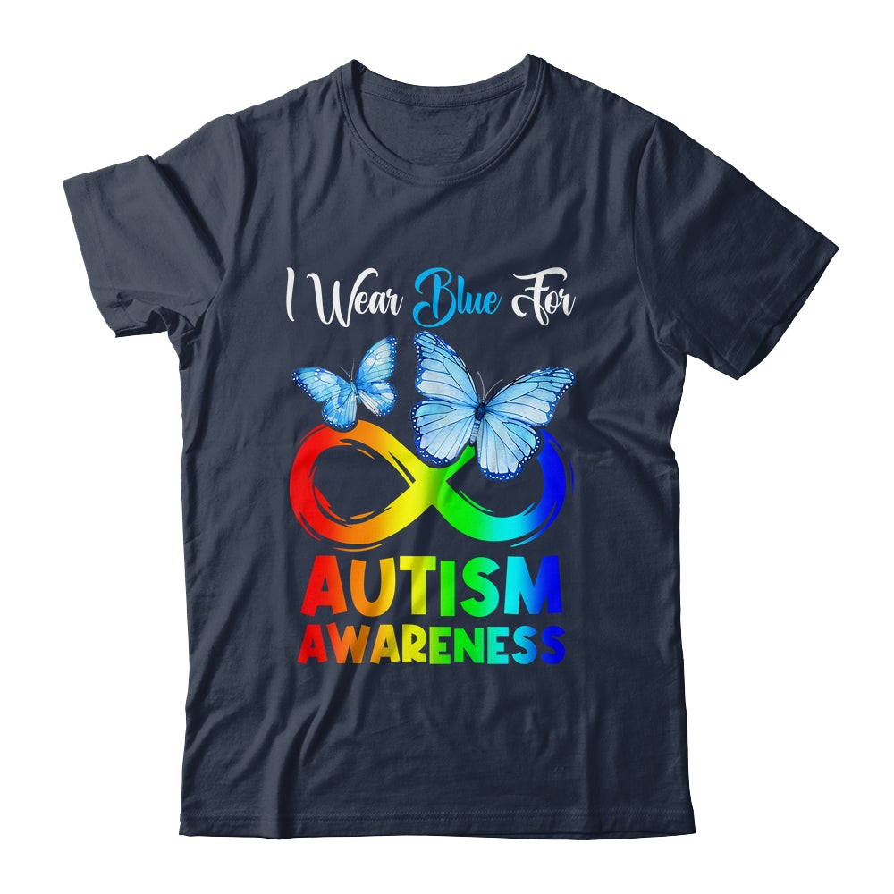 I Wear Blue For Autism Awareness Month Infinity Butterfly Shirt & Tank Top | teecentury