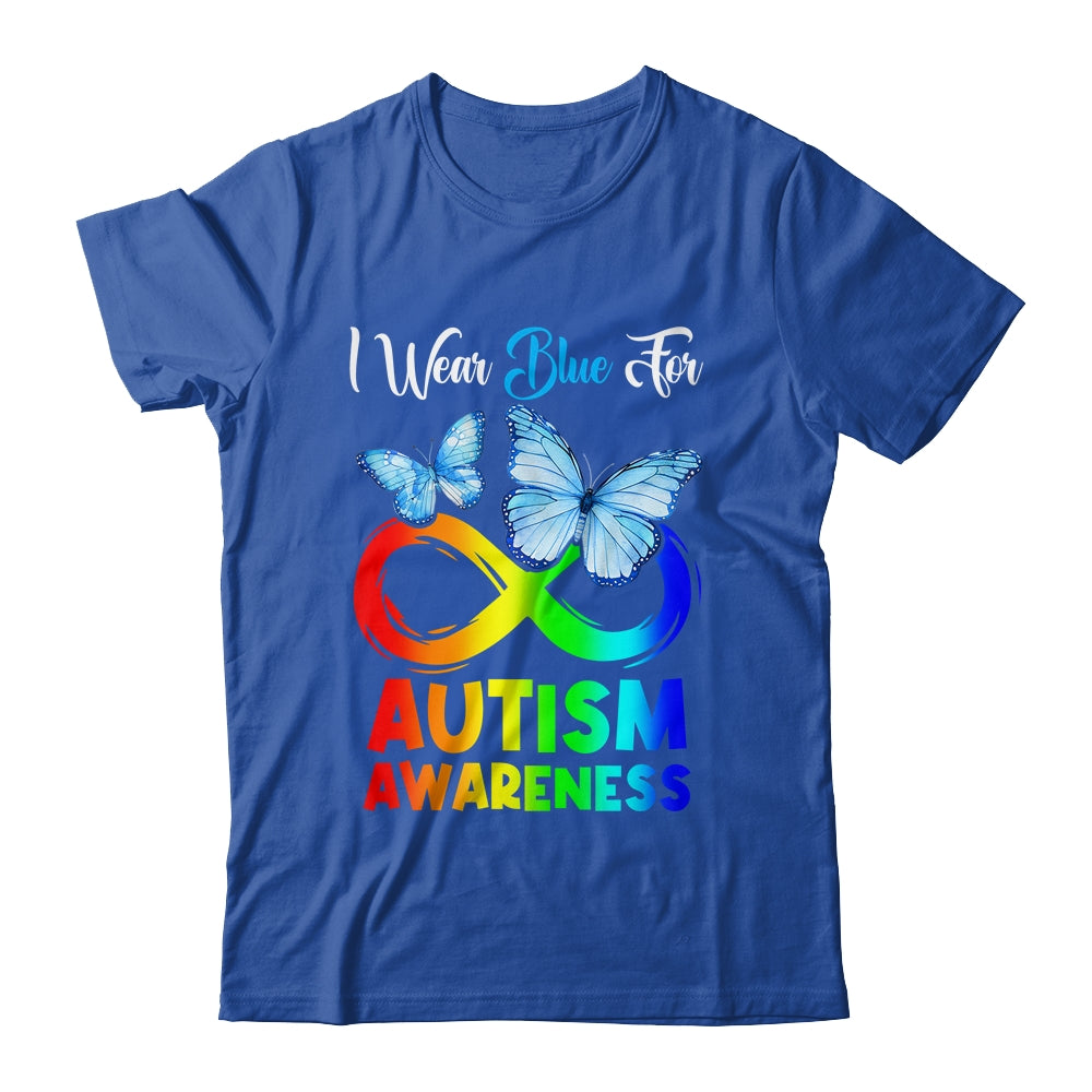 I Wear Blue For Autism Awareness Month Infinity Butterfly Shirt & Tank Top | teecentury