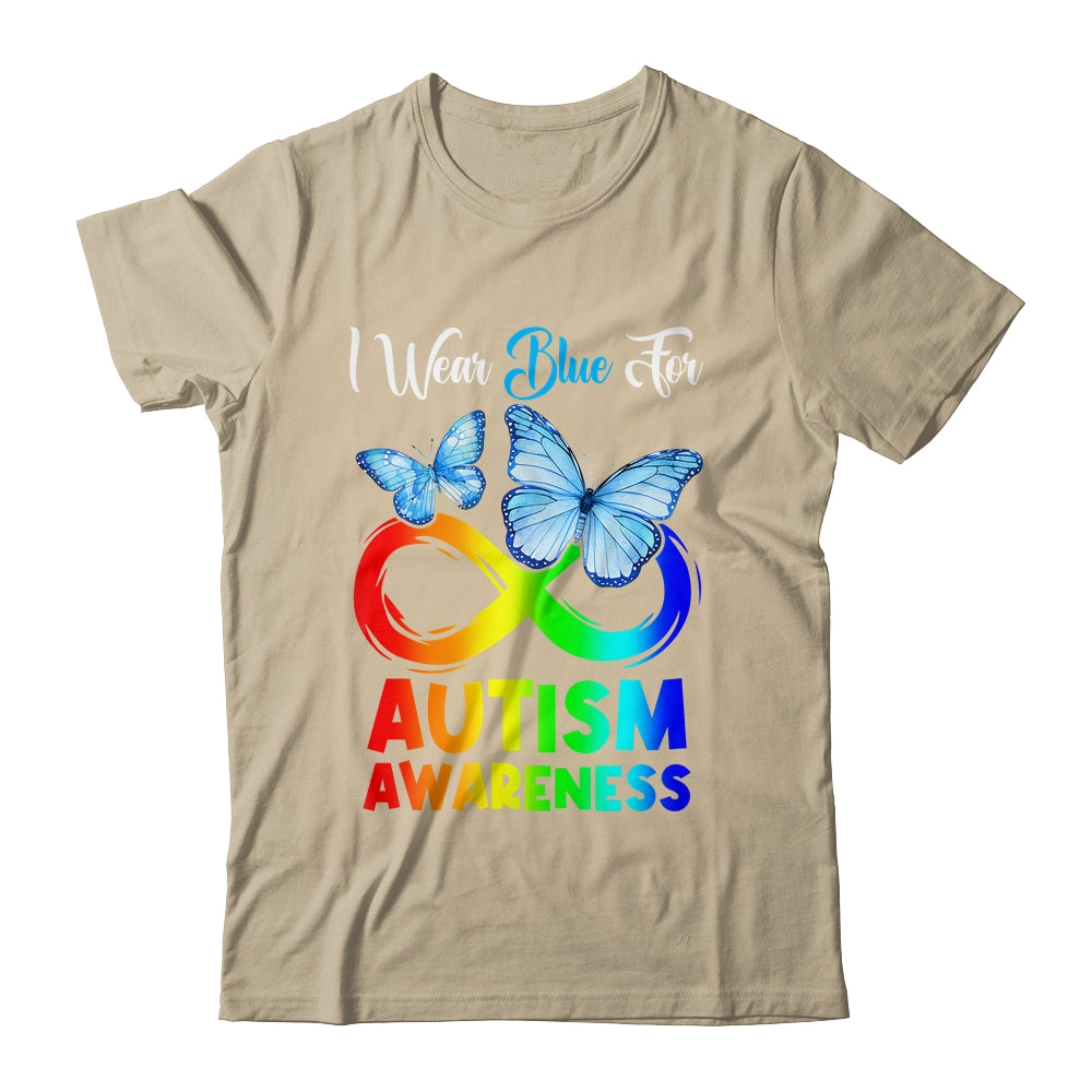 I Wear Blue For Autism Awareness Month Infinity Butterfly Shirt & Tank Top | teecentury