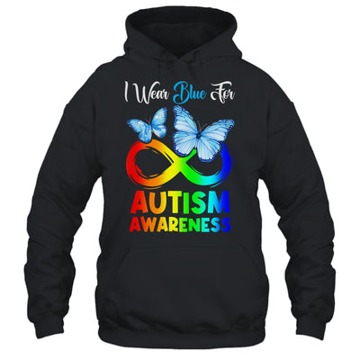 I Wear Blue For Autism Awareness Month Infinity Butterfly Shirt & Tank Top | teecentury