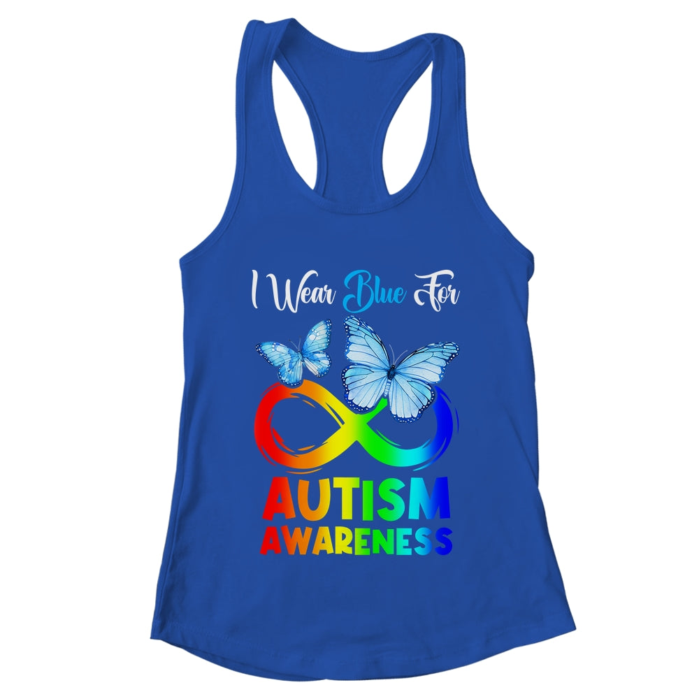 I Wear Blue For Autism Awareness Month Infinity Butterfly Shirt & Tank Top | teecentury