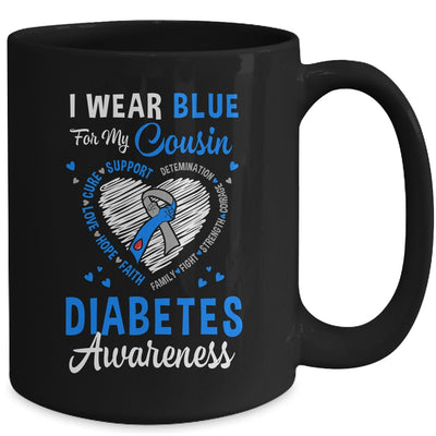 I Wear Blue For My Cousin Type 1 Diabetes Awareness Month Warrior Mug | teecentury