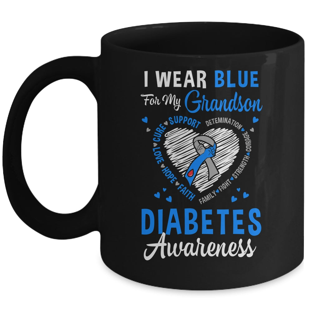 I Wear Blue For My Grandson Type 1 Diabetes Awareness Month Warrior Mug | teecentury