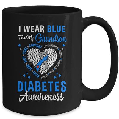 I Wear Blue For My Grandson Type 1 Diabetes Awareness Month Warrior Mug | teecentury