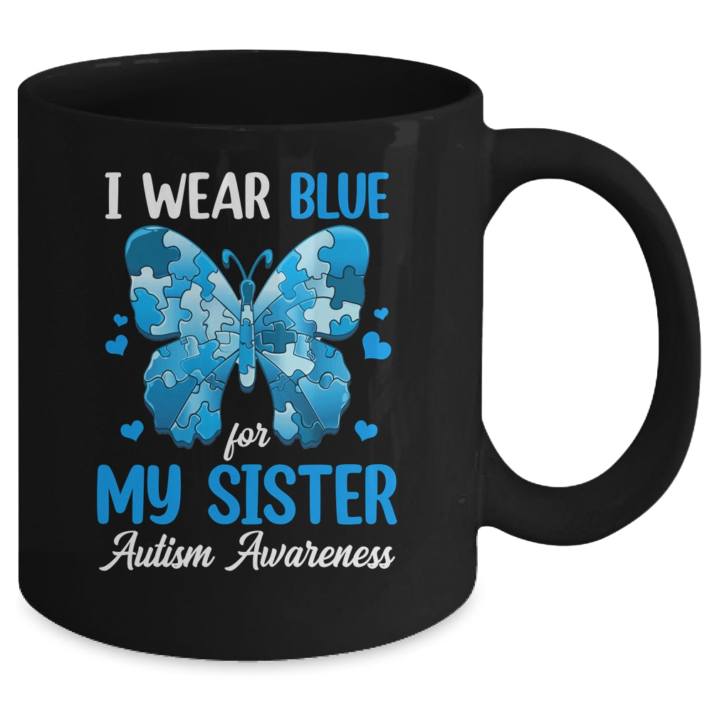 I Wear Blue For My Sister Autism Awareness Brother Girl Kids Mug | teecentury