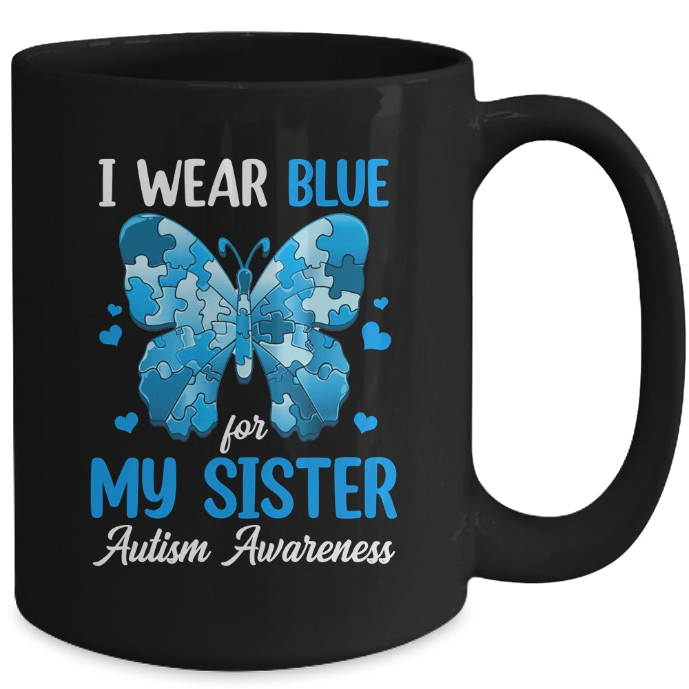 I Wear Blue For My Sister Autism Awareness Brother Girl Kids Mug | teecentury