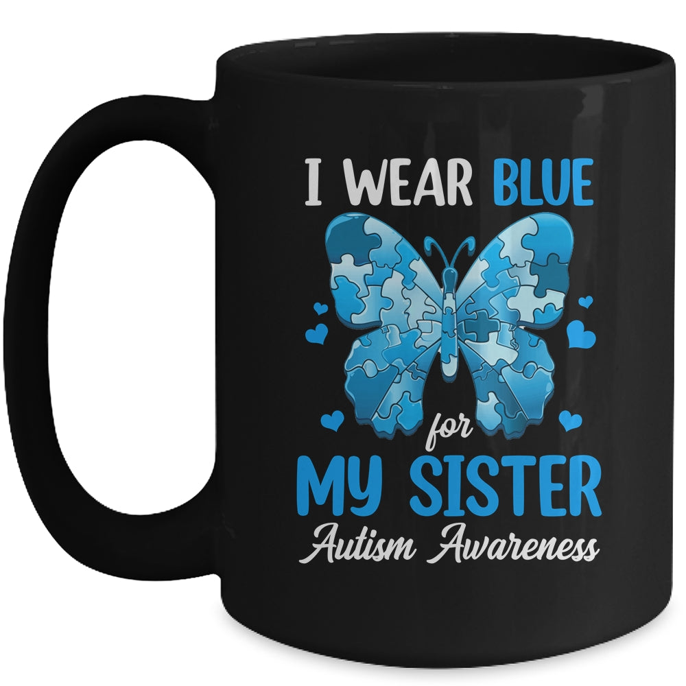 I Wear Blue For My Sister Autism Awareness Brother Girl Kids Mug | teecentury