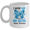I Wear Blue For My Sister Autism Awareness Brother Kids Girl Mug | teecentury