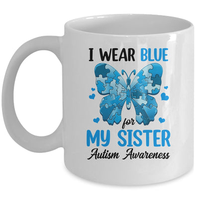 I Wear Blue For My Sister Autism Awareness Brother Kids Girl Mug | teecentury