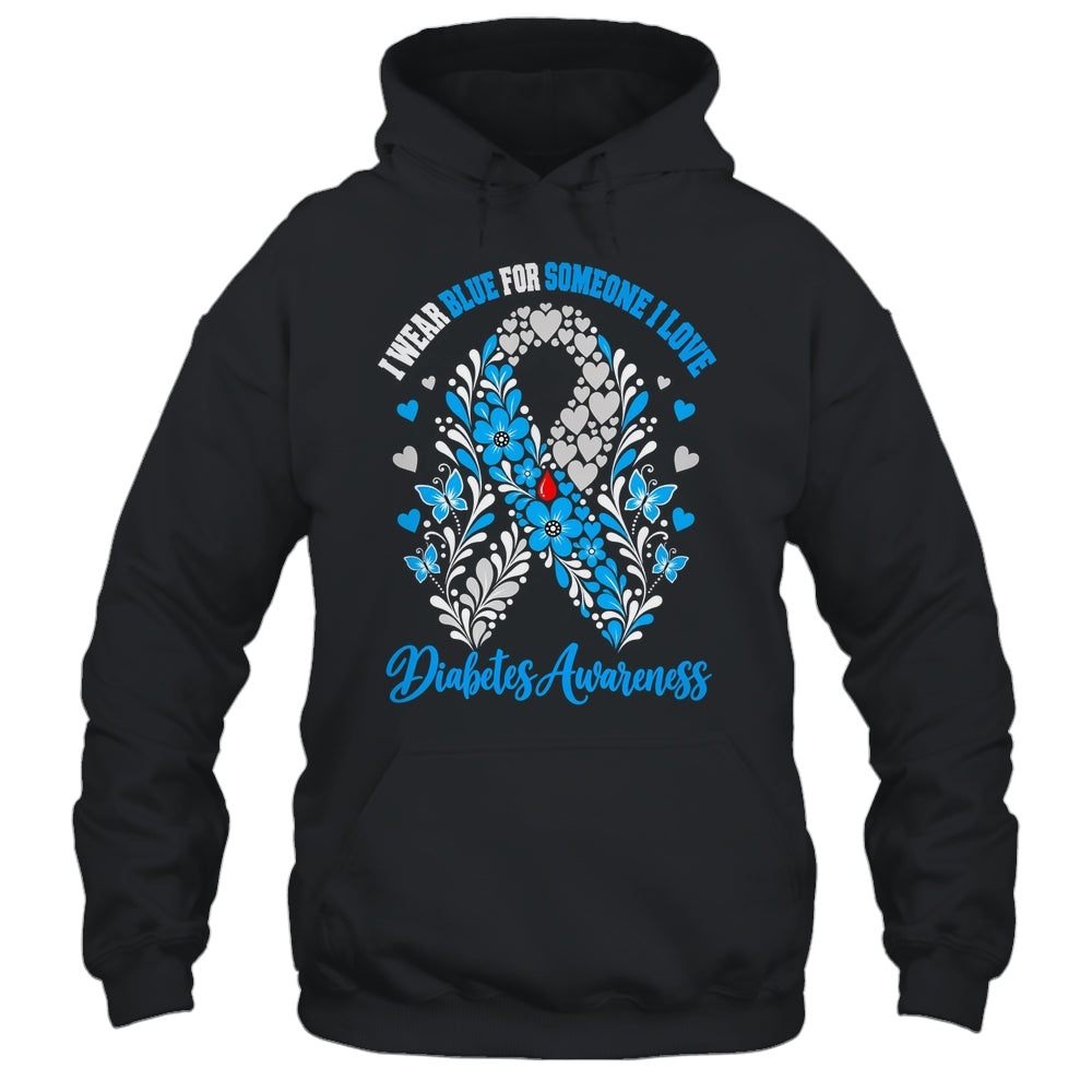 I Wear Blue For Someone I Love Type 1 Diabetes Awareness Day Floral Shirt & Hoodie | teecentury