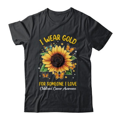 I Wear Gold Childhood Cancer Awareness Sunflower Women Kids Shirt & Hoodie | teecentury