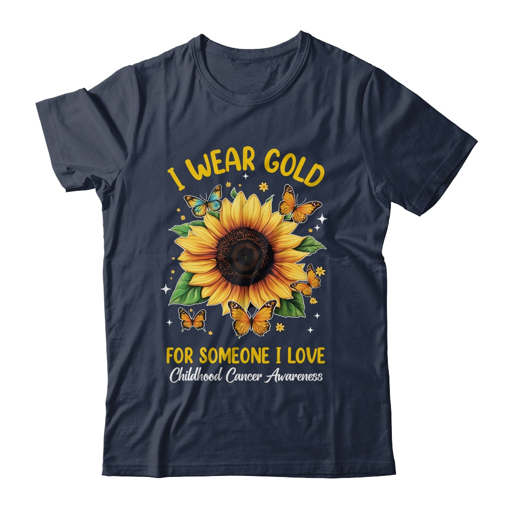 I Wear Gold Childhood Cancer Awareness Sunflower Women Kids Shirt & Hoodie | teecentury