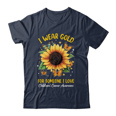 I Wear Gold Childhood Cancer Awareness Sunflower Women Kids Shirt & Hoodie | teecentury
