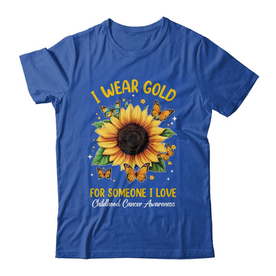 I Wear Gold Childhood Cancer Awareness Sunflower Women Kids Shirt & Hoodie | teecentury
